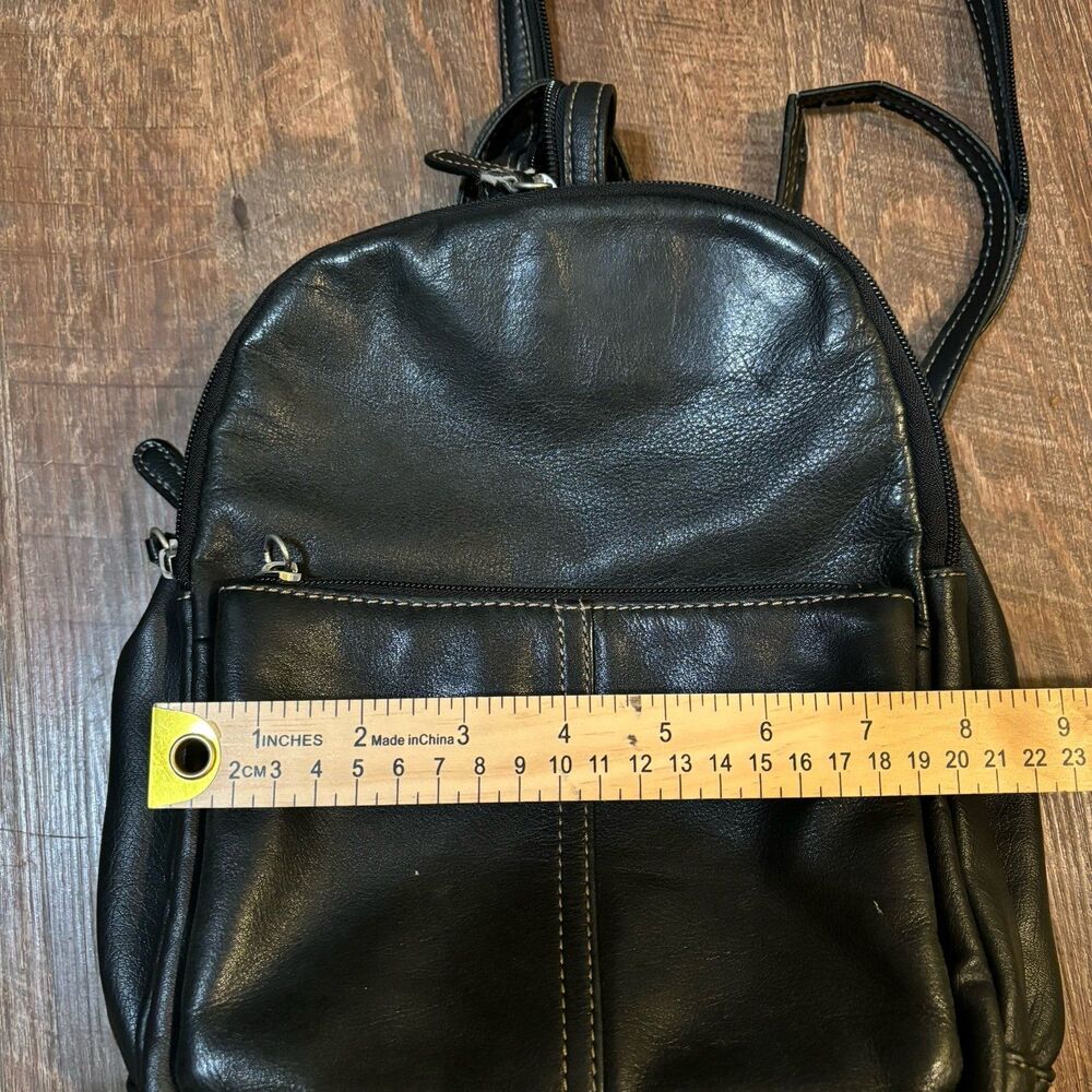 Black Durable Leather (?) Mini Backpack - image 8